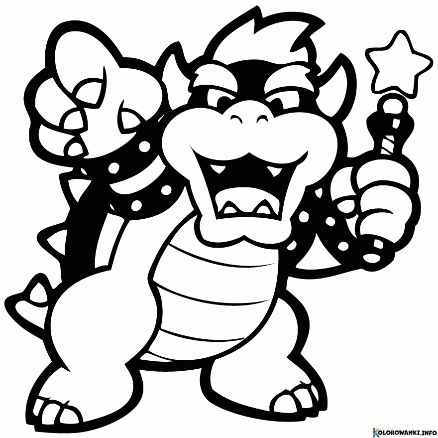 KOLOROWANKI BOWSER MARIO DO DRUKU POBIERZ LUB WYDRUKUJ ZA