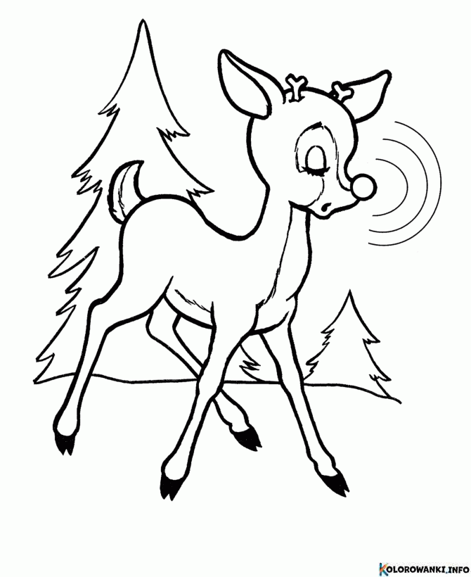 Kolorowanki Rudof Czerwononosy do druku Pobierz lub wydrukuj za