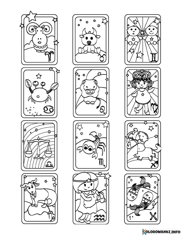 Kolorowanki Znaki zodiaku do druku Pobierz lub wydrukuj za