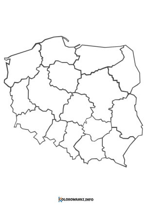 Mapa Polski Do Druku. Kontury, Kolorowanka, Szablon, Województwa, Miasta Do Wydruku