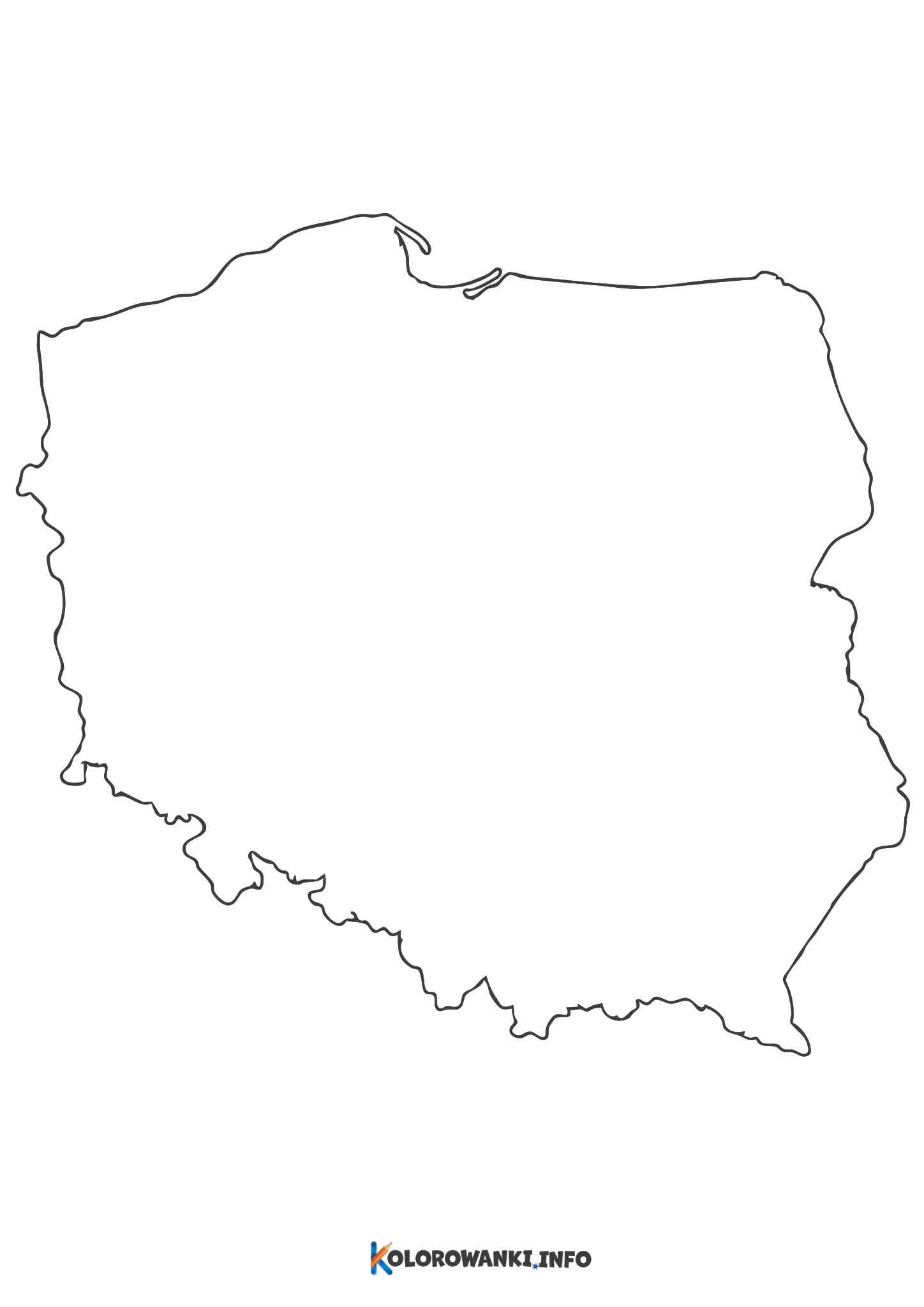 Mapa Polski Do Druku. Kontury, Kolorowanka, Szablon, Województwa ...