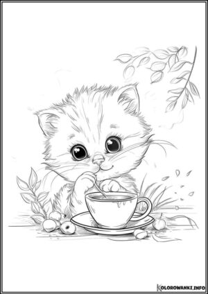 Kot pijący herbatę