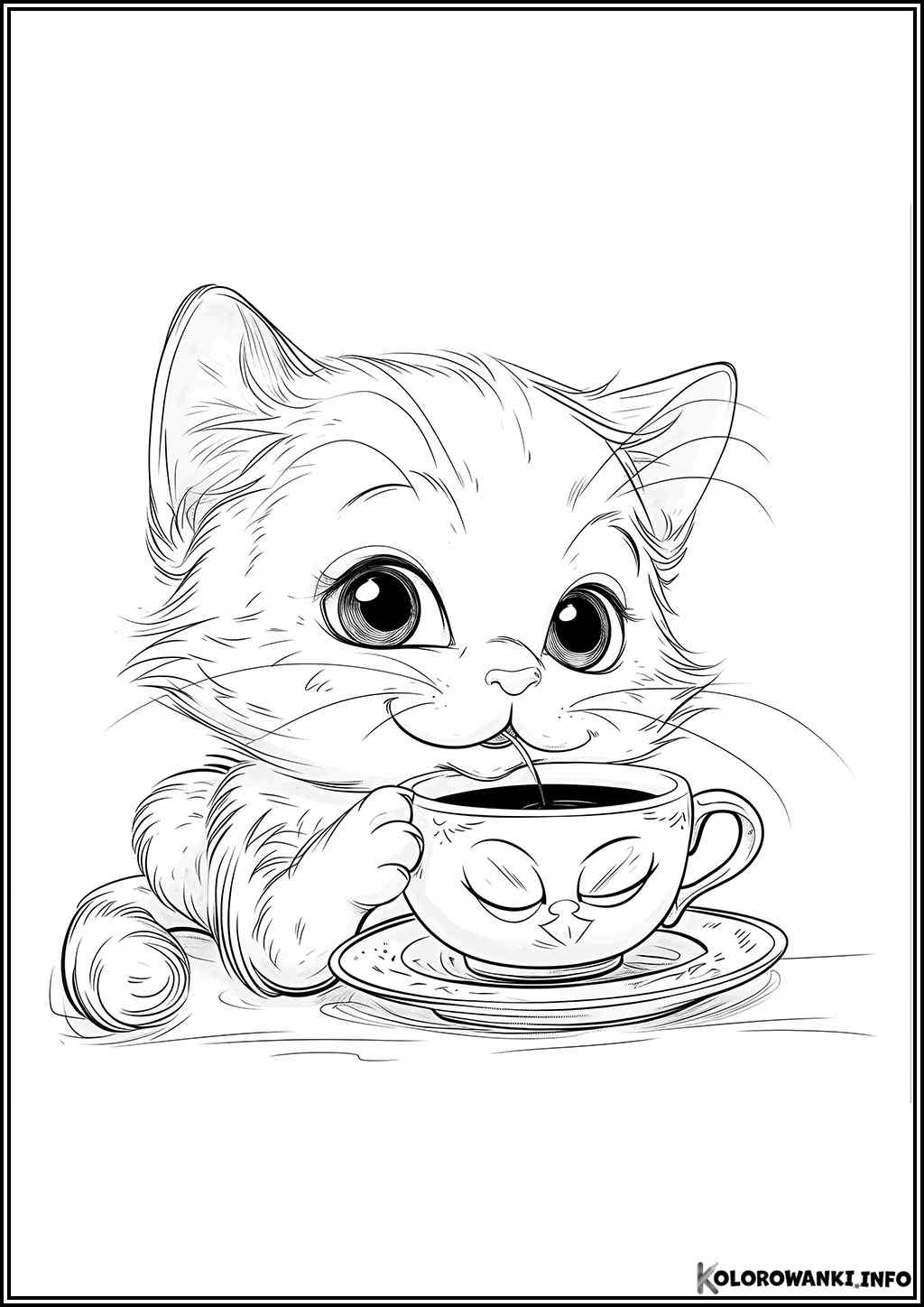 Kotek pijący herbatę