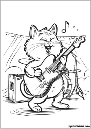 Kot grający na gitarze