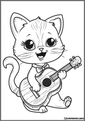 Kotek grający na gitarze