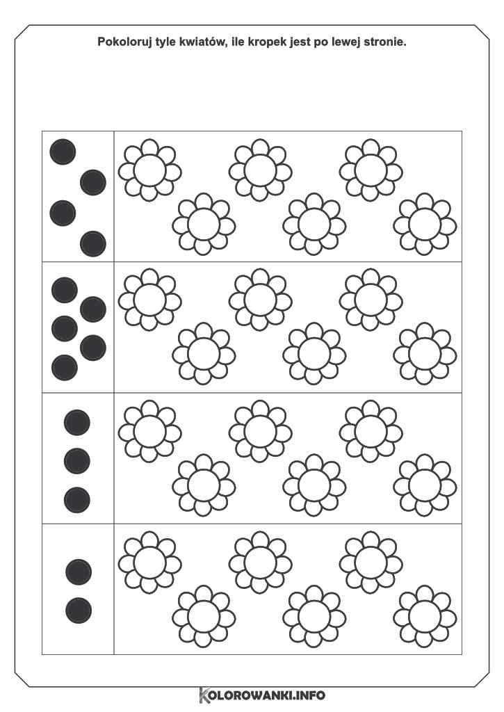 Policz Pokoloruj Wiosenne Kwiatki
