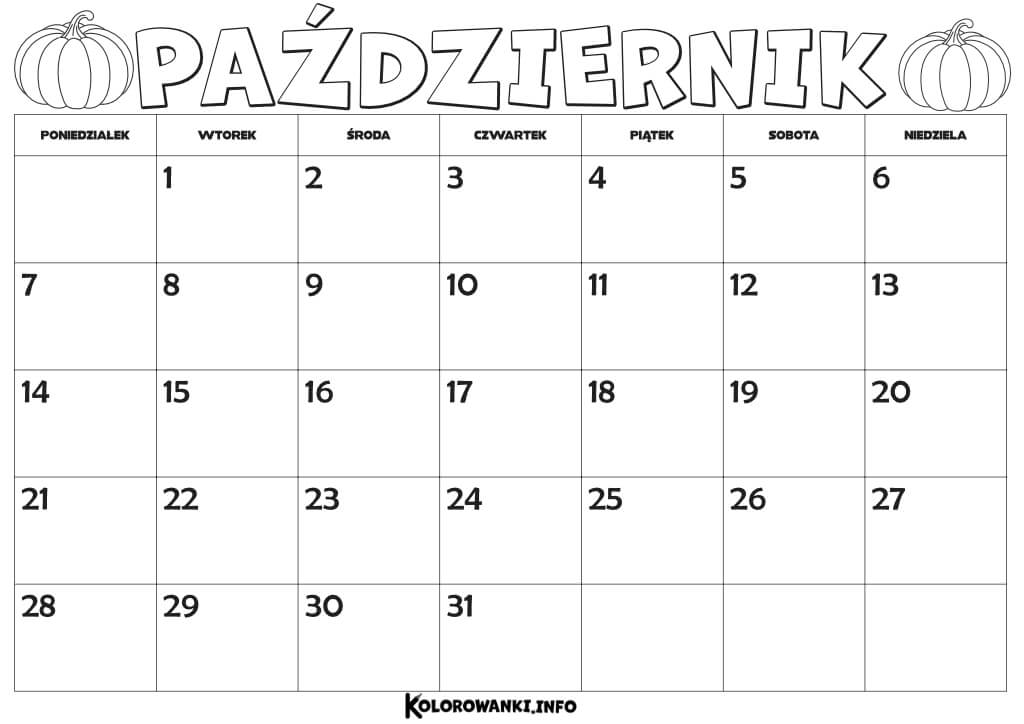 Kalendarz Październik