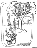 Kolorowanki domek na drzewie do druku | Pobierz lub wydrukuj za darmo